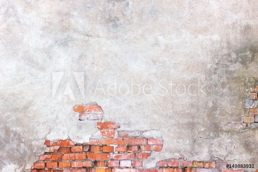Picture of brick wall with damaged plaster background shattered cement surface